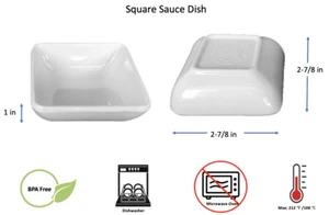 Tazón Cuadrado 2.5 OZ Salsa Condimentos Ajo Taza Melamina Blanca Ramekin - Imagen 1 de 13