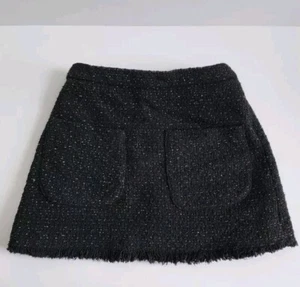 ZARA GIRLS TWEED TEXTURED SILVER THREAD BLACK SHORT SKIRT SZ.10 10 YRS - Picture 1 of 9