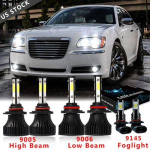6000K For Chrysler 300 2005-2010 LED Headlights High Low Beam + Fog Light Bulbs - Picture 1 of 12