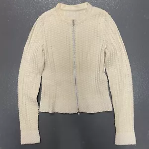 Maglione Alaia full zip girocollo maglia bolla misto lana avorio 40 - Foto 1 di 12