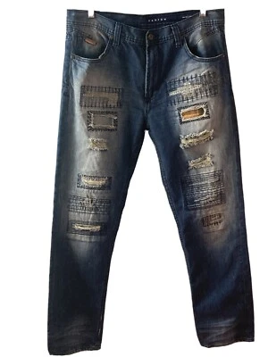 Parish Nation Men’s Jeans, Sz 34 32 Distressed W/Patch Work And Embroidery j253 - Image 1 of 4