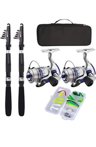 Fishing Pole Combo Carbon Fiber Telescopic Fishing Rods Sea Saltwater Freshwater - Picture 1 of 8