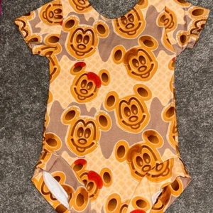 Mickey Mouse Waffle Print Ruffle One Piece Bodysuit Romper size 6 girls - Picture 1 of 1