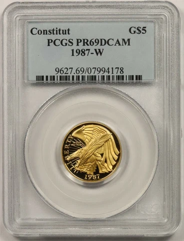 1987-W Constitution $5 PCGS PR 69 Deep Cameo Gold Modern Commemorative Cover