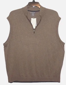 Daniel Cremieux Signature 1/4 Zip Sweater Vest XXL Brown Cashmere & Supima NWT - Picture 1 of 3