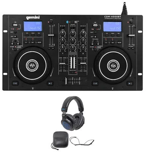 Gemini CDM-4000BT Dual DJ CD/USB Media Player w/Bluetooth/Mixer + Headphones - Picture 1 of 12