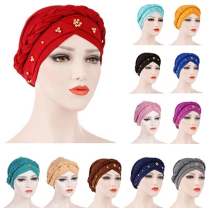 Cappelli da donna hijab avvolgente chemio cancro berretti trecce berretto turbante musulmano perdita capelli - Foto 1 di 28