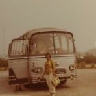 Vtg 1970 Photo European Vacation Holland Stylish Woman Tour Bus African American