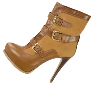 Guess/Marciano Womens Vintage Hidden Platform Heels Sz 8M Tan Leather/Suede Boot - Picture 1 of 13