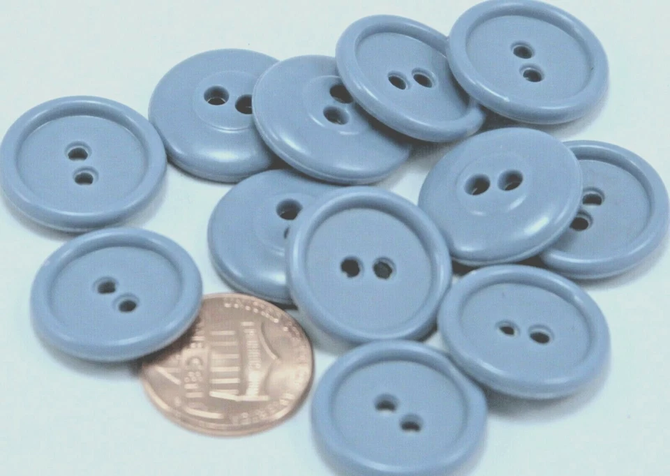 12 Dusty Blue Plastic Buttons 3/4" 19MM # 6243 - Image 1 of 1