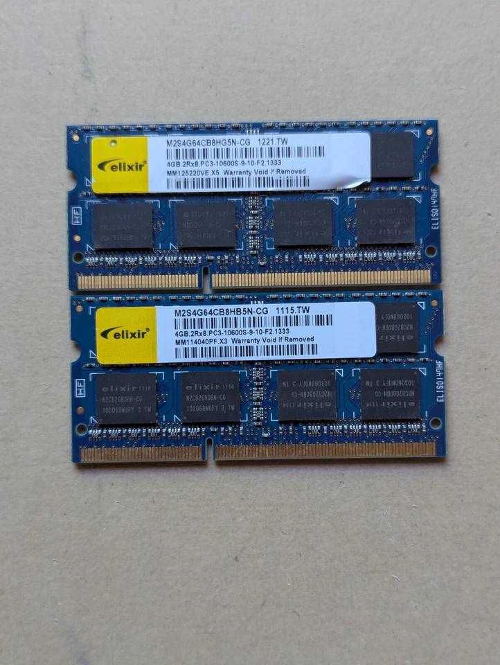 elixir M2S4G64CB8HB5N-CG 2x 4GB DDR3 1333MHz SO-DIMM Arbeitsspeicher RAM Laptop - Bild 1 von 2