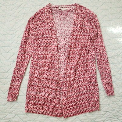 Cárdigan Suéter Largo Abierto Floral Rosa LOFT Mujer Talla M Foto 1 de 4