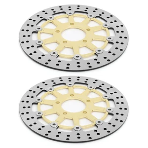 Pair Round Front Brake Rotors For Suzuki GSX-R 1000 03-04 GSXR 600 750 2004-2005 - Picture 1 of 11