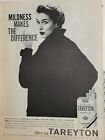 1957 Tareyton Filter Tip Cigarettes brunette black coat smoking  vintage ad