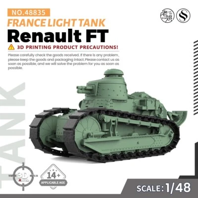 SSMODEL WOT SS48835 V1.9 1/48 Military Model Kit France Renault FT Light Tank - Image 1 of 4