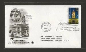 1996 US 32c Tennessee Statehood Bicentennial FDC Nashville TN #3070 - Picture 1 of 2