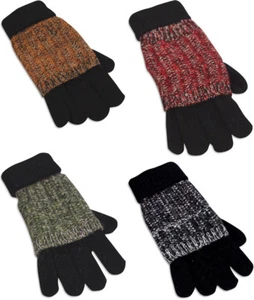 Mujeres Damas Ropa Exterior Invierno Tejido Guantes con Superposición - Talla Única Se Adapta a la mayoría - Imagen 1 de 9