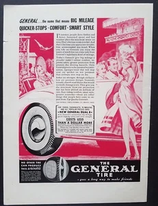 Vintage Print Ad General Tire Sexy Woman in Dress Art Pretty Nice Legs 1938 - Imagen 1 de 3