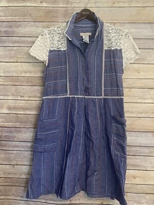 Paul & Joe Sister Womens Striped Short Sleeve Button Up Midi Dress Tan Size 38 - Picture 1 of 6