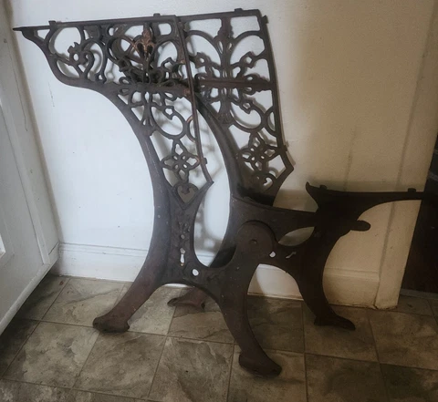 Antique Cast Iron Ornate Bench School Desk Legs Ends Sides Cover