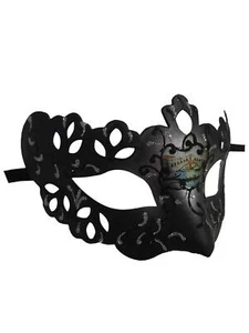 Black Silver Crown Prince Mardi Gras Masquerade Prom Mask - Picture 1 of 6