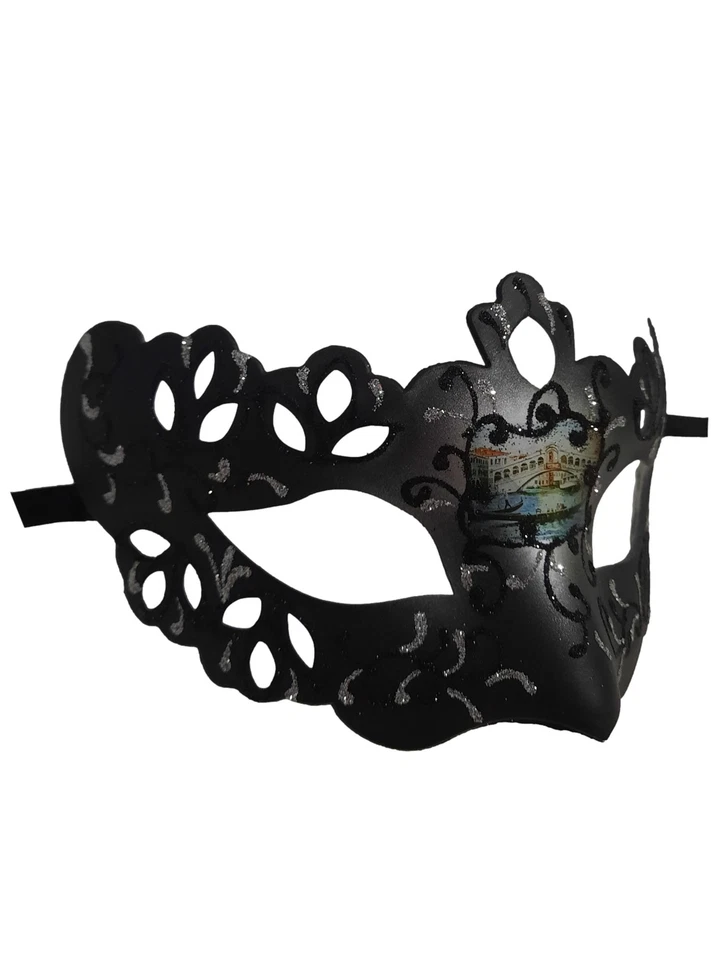 Black Silver Crown Prince Mardi Gras Masquerade Prom Mask - Image 1 of 4