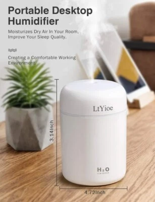 Umidificatore USB Portatile Mini per Ufficio Camere da Letto Rosa Luce Led - Immagine 1 di 3