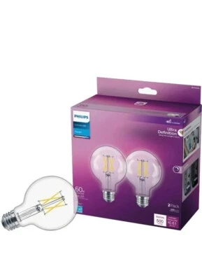 Philips Ultra Definition 60W Daylight G25 Medium LED Decorative Light -2 PK - Image 1 of 4