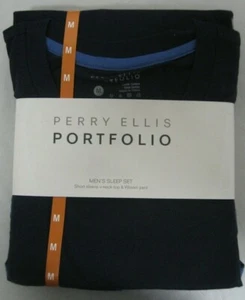 NUEVO conjunto de dormir Perry Ellis Portfolio para hombre - mediano azul marino/a cuadros venta al por menor $60 - Imagen 1 de 2