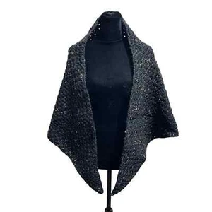 Handgefertigter Damenschal schwarz gesprenkelt Strickhalstuch - Bild 1 von 3