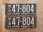 1934 WISCONSIN FARM TRUCK License Plates