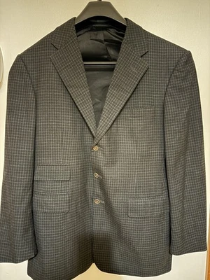 Traje Ralph Lauren Etiqueta Púrpura 2 Piezas Negro Cuadros Rejilla 40R Foto 1 de 4