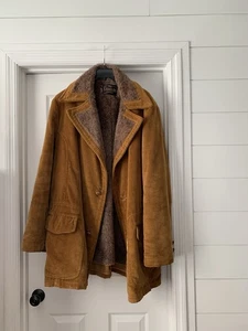 Vintage Campus Outerwear Mens Corduroy Coat Jacket Fleece Lined 46 L Brown - Picture 1 of 8