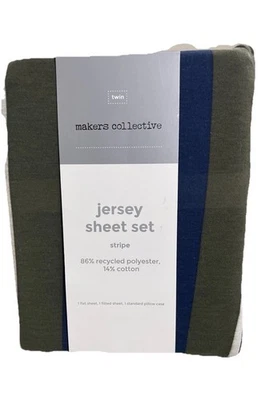 Juego de sábanas Makers Collective Teen Twin Rugby Stripe Jersey* nuevo con etiquetas Foto 1 de 2