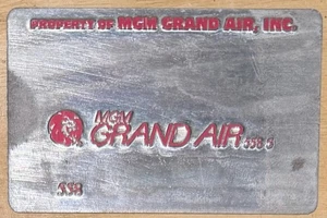 Vintage MGM Grand Airline Ticket Validation Plate - Bild 1 von 2
