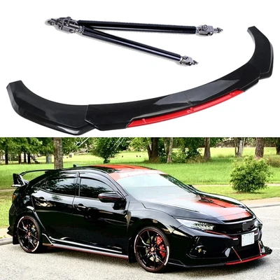For Honda Accord Coupe Front Bumper Lip Spoiler Splitter Body Kit Black Red Foto 1 de 4