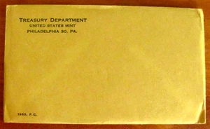 1963 -P.C. SILVER PROOF SET, 5 COINS, ORIGINAL US MINT UNOPENED ENVELOP - Picture 1 of 4