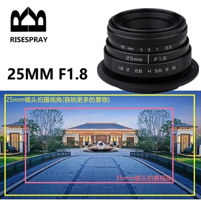 RISESPRAY 25mm F1.8 CCTV Movie Lens for Olympus Panasonic M4/3 MFT Mount Camera - Image 1 of 4