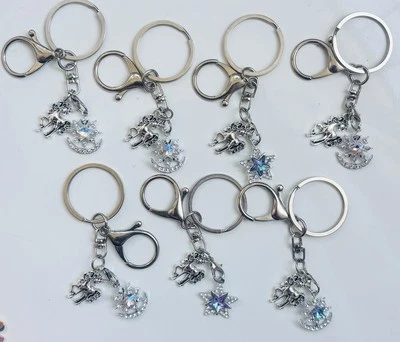 Unicorn Keyring, Stars Moon Keychain unicorn gifts, Handbag Charm, Vintage - Image 1 of 2