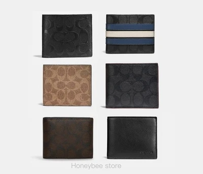 NWT Coach men's Id Billfold Wallet In Color-block/Signature canvas/leather - Image 1 of 4