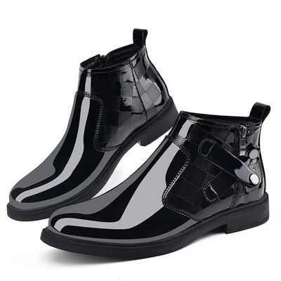 Comfortable Leather Ankle Boots Pointed Toe Zipper-up Durable Boots or Men - Image 1 of 4