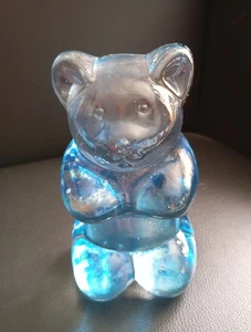 Vintage Presse Papier design Verre bleu forme ours Haribo  signé Leonardo  - Imagen 1 de 24