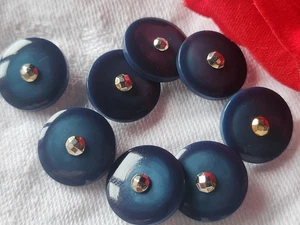 Lot 8 boutons vintage  bleu à pied 1,4 cm ref 2972 - Imagen 1 de 5