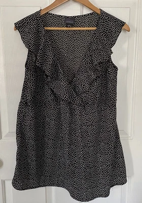 Large Oh Baby By Motherhood Maternity Black & White polka dot sleeveless ruffles - Image 1 of 4