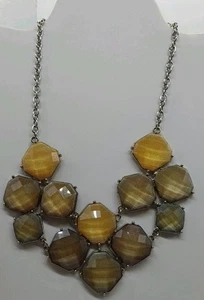 Latz Statement Halskette grün gelb facettiert silberfarben Kette Choker  - Bild 1 von 4