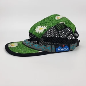 Kavu Trail Runner Hat Green Grass Daisy Print Lightweight Mesh Strap Back Cap M - Picture 1 of 10