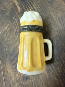 Porcelain Hinged Trinket Box - Beer Mug - Picture 1 of 7