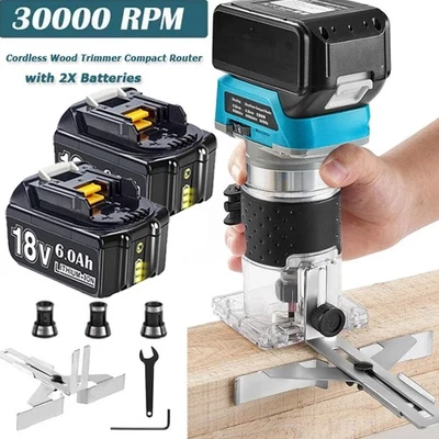 For Makita 18V Cordless Compact Wood Router Tool w/ 2X 6.0Ah Batteries Brushless - Image 1 of 4