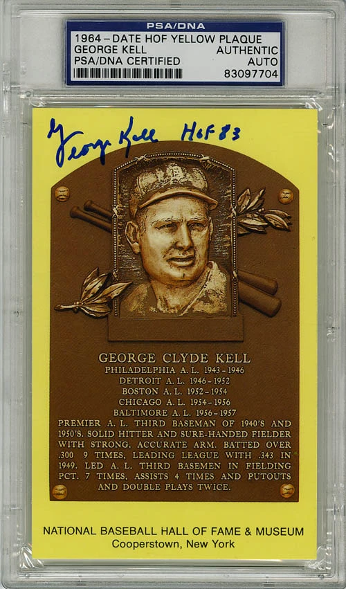 George Kell SIGNED Baseball Hall of Fame Plaque Tigers (DEC) PSA/DNA AUTOGRAPHED - Image 1 of 1