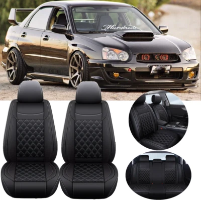 For Subaru WRX STI Car Seat Covers 5-Seater Front Rear Full Set PU Leather - Image 1 of 4